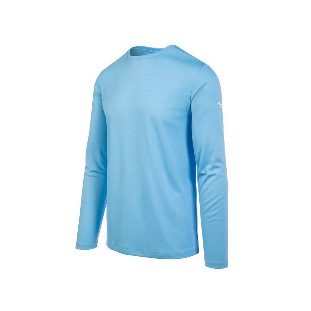 Panske Tričko Mizuno Long Sleeve Svetlo Modre Vypredaj WPQH50214